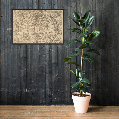 Design for a Decroative Panel with a Hybrid Figure from which Two Tendrils Emerge - Anonymous, Italian, 16th to 17th century - 1500–1700 - Matte Paper Framed Poster Museum quality 7744321