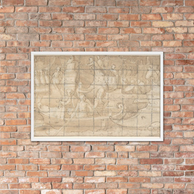Antique Naval Battle (recto); A Battle Scene (verso) - Lattanzio Gambara - ca. 1550–55 - Photo Paper Framed Poster Museum quality 7743206