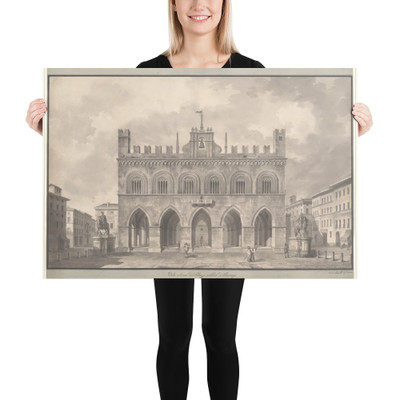 View of the Palazzo Pubblico (Palazzo Comunale), Piacenza - Giulio Aluisetti - 1820's - Paper Poster Museum quality 7739500