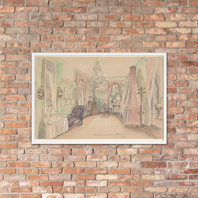 Drawing of an Interior: Bedroom - Anonymous, French, 19th century - 1857 - Photo Paper Framed Poster Museum quality 7748682