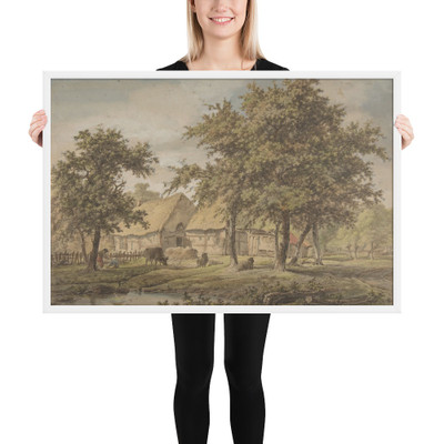 Landscape with a Farmhouse - Adrianus de Visser - 1757–1837 - Photo Paper Framed Poster Museum quality 7741170