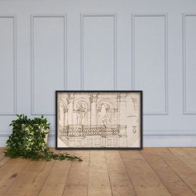 Arcade in the Balustrade (Stage Setting?) - Anonymous, Italian, 16th century - 16th century - Photo Paper Framed Poster Museum quality 7742887