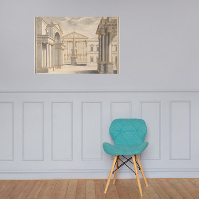 Piazza with Obelisk - Anonymous, Italian, 16th century - 16th century - Paper Poster Museum quality 7742838