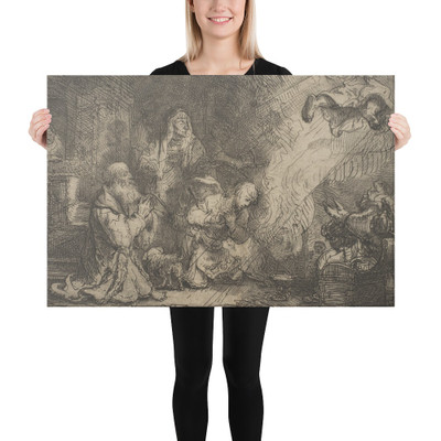 The Angel Departing from the Family of Tobias - Rembrandt (Rembrandt van Rijn) - 1641 - Canvas Museum quality 7724245