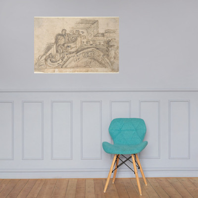 Design for the Corner of a Painted Ceiling seen in  Perspective - Anonymous, Italian, Piedmontese, 18th century - 1700–1780 - Paper Poster Museum quality 7745492