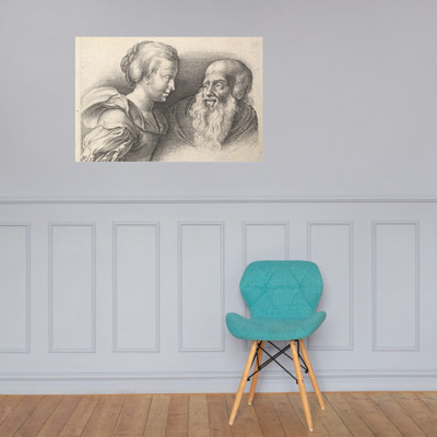 An Old Man and a Girl, after Hulsman - Wenceslaus Hollar - 1635 - Paper Poster Museum quality 7739331