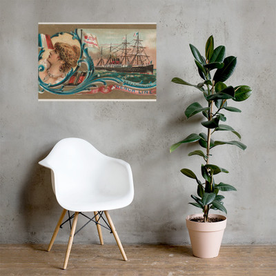 Steamship La Champagne, French Line, from the Ocean and River Steamers series (N83) for Duke brand cigarettes - W. Duke, Sons & Co. - 1887 - Photo Paper Poster Museum quality 7737683