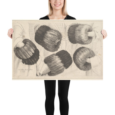 A Muff in Five Views - Wenceslaus Hollar - 1645–46 - Paper Poster Museum quality 7740133