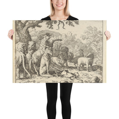 The Ram, Chapelain of the Lion, Gives the Benediction to Renard before His Depature for Rome from Hendrick van Alcmar's Renard The Fox - Allart van Everdingen - 1650–75 - Paper Poster Museum quality 7725377