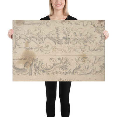 Two Designs for Floral Panels of Ornament - Anonymous, Italian, Piedmontese, 18th century - 1680–1780 - Canvas Museum quality 7745613