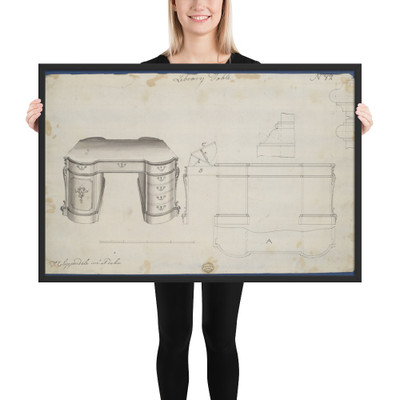 Library Table, from Chippendale Drawings, Vol. II - Thomas Chippendale - 1760 - Photo Paper Framed Poster Museum quality 7748289