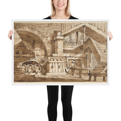 Design for a Stage Set Showing Interior of Rustic Kitchen ("Cucina Rustica") - Lorenzo Sacchetti - 1759–1829 - Matte Paper Framed Poster Museum quality 7739910