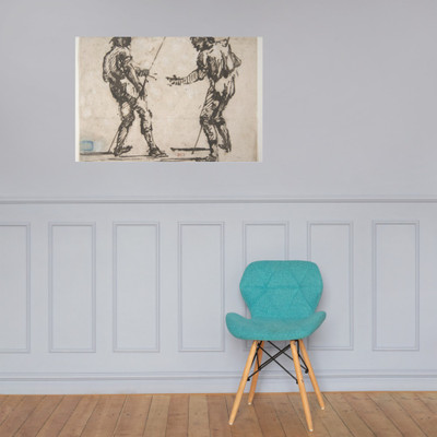 Two Men Holding Long Staffs (recto); Proof impression of part of an etching, and scribbles in the artist's hand (verso) - Giovanni Battista Piranesi - 1720–78 - Paper Poster Museum quality 7746576