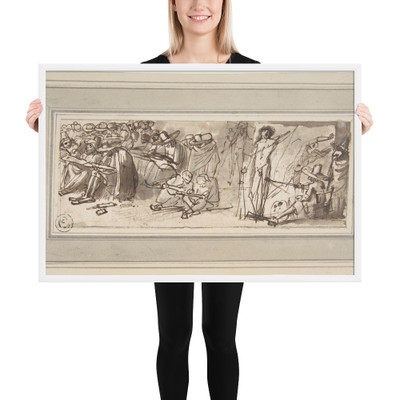 Artists Drawing and Painting in a Studio - Pier Francesco Mola - 1612–66 - Photo Paper Framed Poster Museum quality 7744703