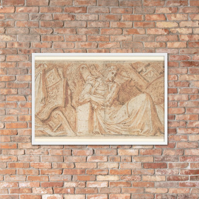 Design for a Frieze with an Armorial Trophy and Three Female Figures - Anonymous, Italian, 19th century - 1800–1900 - Matte Paper Framed Poster Museum quality 7738843