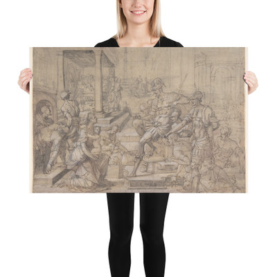 Amya Petitioning Faustus for the Custody of Saint Mamas - Jean Cousin the Elder - ca. 1543 - Paper Poster Museum quality 7744262