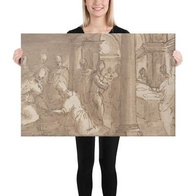 Christ Washing the Feet of the Disciples - Anonymous, Italian, Roman-Bolognese, 17th century - 17th century - Canvas Museum quality 7746047