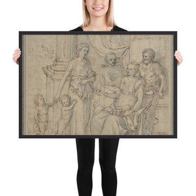 Cornelia, Mother of the Gracchi, Pointing to her Children as her Most Precious Ornaments - Gillis Mostaert the Elder - mid-16th–late 16th century - Photo Paper Framed Poster Museum quality 7747054