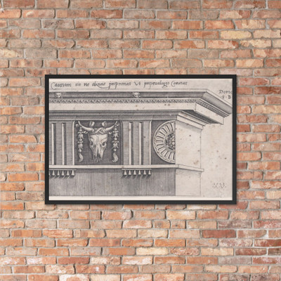Doric Entablature - Agostino Veneziano (Agostino dei Musi) - dated 1528 - Matte Paper Framed Poster Museum quality 7745019