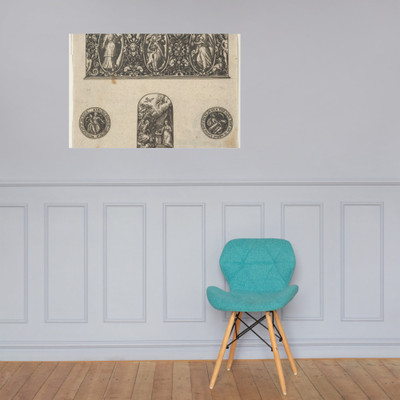 Horizontal Panel with Design for a Thimble with the Annuciation Below a Frieze with Three Figures in Ovals - Johann Theodor de Bry - 1580–1600 - Paper Poster Museum quality 7737621