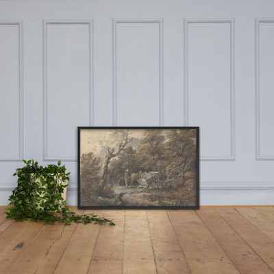 Woodland Scene with a Peasant, a Horse, and a Cart - Thomas Gainsborough - ca. 1760 - Photo Paper Framed Poster Museum quality 7743277