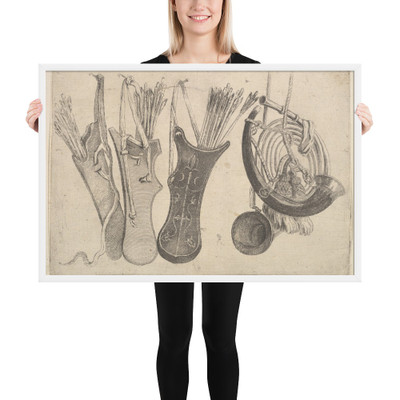 Quivers and hunting horns - Wenceslaus Hollar - 1647 - Photo Paper Framed Poster Museum quality 7741895