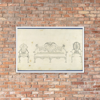 Two Garden Chairs and Long Seat, in Chippendale Drawings, Vol. I - Thomas Chippendale - 1761 - Photo Paper Framed Poster Museum quality 7747922