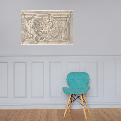 Drawing Showing Two Alternate Designs for an Ornamental Niche or Panel - Anonymous, Italian, Roman-Bolognese, 17th century - 17th century - Paper Poster Museum quality 7745921