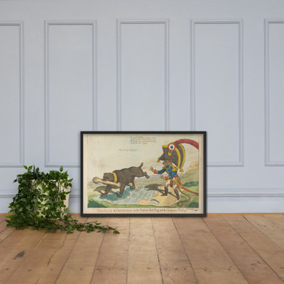 The Bone of Contention or the English Bull Dog and the Corsican Monkey - Charles Williams - June 14, 1803 - Matte Paper Framed Poster Museum quality 7746857