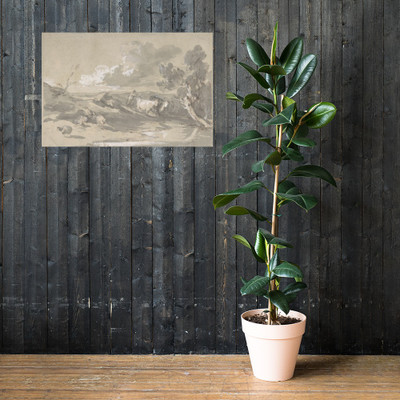 Open Landscape with Herdsman, Cows, and Sheep - Thomas Gainsborough - ca. 1785 - Photo Paper Poster Museum quality 7743299