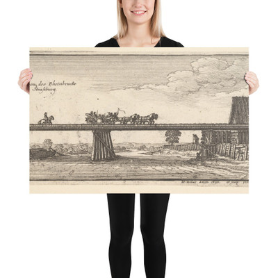 Strasbourg: The Kehl Bridge - Wenceslaus Hollar - 1665 - Paper Poster Museum quality 7740026