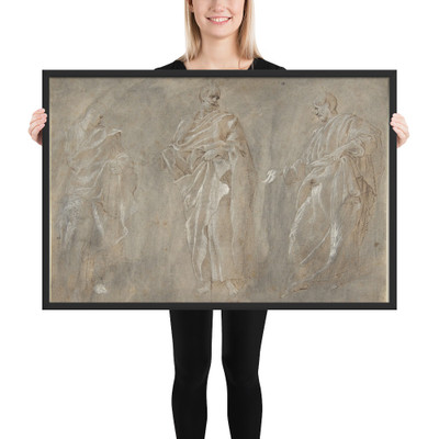 Three Standing Figures - Francesco Primaticcio - 16th century - Photo Paper Framed Poster Museum quality 7746298