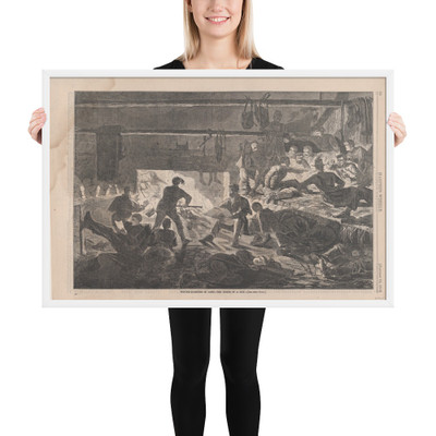 Winter Quarters in Camp – The Inside of a Hut (Harper's Weekly, Vol. VII) - Winslow Homer - January 24, 1863 - Matte Paper Framed Poster Museum quality 7747296