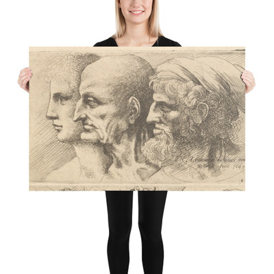 Row of three heads in profile to left - Wenceslaus Hollar - 1645 - Paper Poster Museum quality 7741580