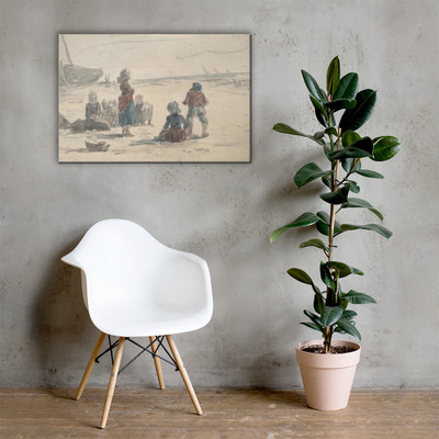 Fishermen's Wives - Eugène Boudin - ca. 1855–60 - Canvas Museum quality 7738023