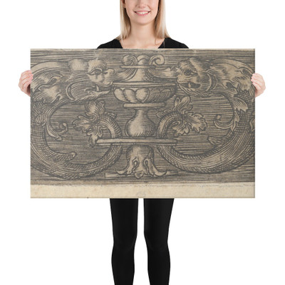 Copy of a Panel with Two Dolphins Facing a Vessel at Center - Jacob Binck - after 1520 - Canvas Museum quality 7748104