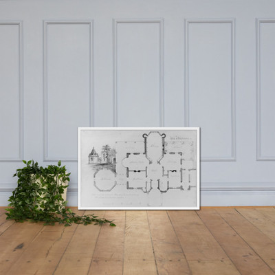 Whitby, William P. Chapman House, Rye, New York (plan and partial elevation) - Alexander Jackson Davis - 1853 - Photo Paper Framed Poster Museum quality 7746945