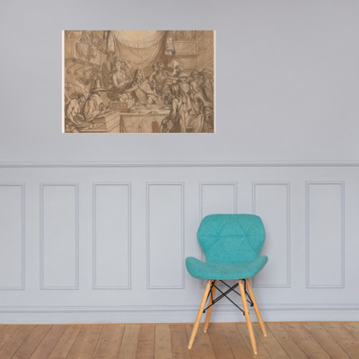 Study for an engraving:  "Almanac pour l'an de Bissexte M.DC.XCII:  La Lotterie Chimerique d'Augsbourg où chacun met du sien sans proffit"[sic] - Anonymous, French, 17th century - Late 17th century - Photo Paper Poster Museum quality 7746346