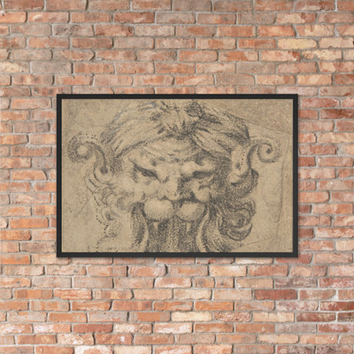 Design for a Leonine Grotesque Head - Anonymous, Italian, 16th to 17th century - 16th–17th century - Matte Paper Framed Poster Museum quality 7738282