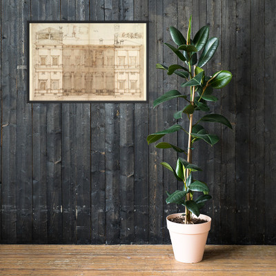 Villa of Agostino Chigi (La Farnesina), Rome, north façade, with ornamental detailing (recto); Villa of Agostino Chigi (La Farnesina), Rome, plan and moulding profiles (verso) - Anonymous, French, 16t