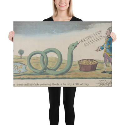 The American Rattlesnake Presenting Monsieur his Ally [sic] a Dish of Frogs - J. Barrow - November 8, 1782 - Canvas Museum quality 7740840