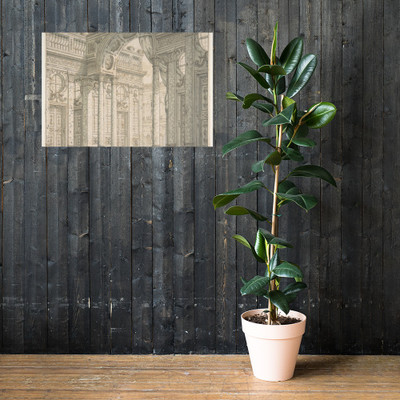 Design of a Perspective for a Stage Set with Courtyard and Triumphal Arch. - Ferdinando Galli Bibiena - 1657–1743 - Photo Paper Poster Museum quality 7743817