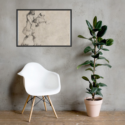 Happy Peasant and Monk - Henry William Bunbury - 1770 - Matte Paper Framed Poster Museum quality 7746664