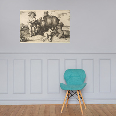 Four boys, a young satyr, and a goat (copy in reverse) - Wenceslaus Hollar - 17th century (?) - Paper Poster Museum quality 7741986