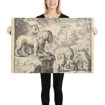 The Lion and the Lioness Pardon Renard and Order the Other Animals to Forget His Crimes from Hendrick van Alcmar's Renard The Fox - Allart van Everdingen - 1650–75 - Paper Poster Museum quality 7724934