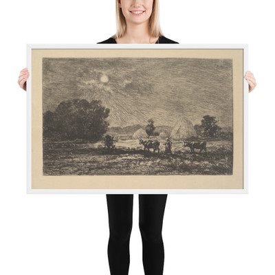 Clair de Lune à Valmondois - Charles-François Daubigny - 1877 - Matte Paper Framed Poster Museum quality 7705464