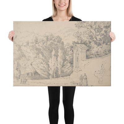 Italian Landscape - Anonymous, French, 19th century - 19th century - Canvas Museum quality 7746354