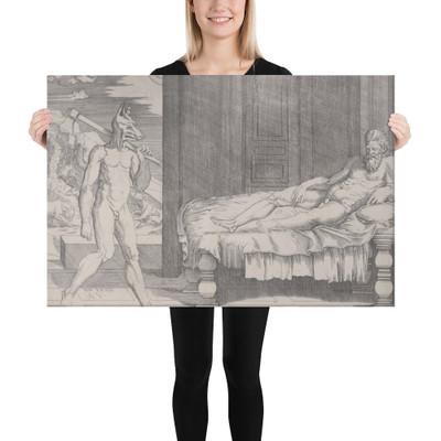 Lycaon Transformed into a Wolf - Agostino Veneziano (Agostino dei Musi) - dated 1524 - Canvas Museum quality 7745013