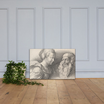 An Old Man and a Girl, after Hulsman - Wenceslaus Hollar - 1635 - Canvas Museum quality 7739347