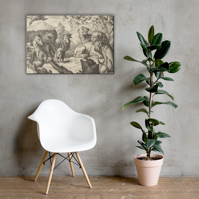 The Lion Announces a Durable Peace to the Animals who Surround Him from Hendrick van Alcmar's Renard The Fox - Allart van Everdingen - 1650–75 - Canvas Museum quality 7741408